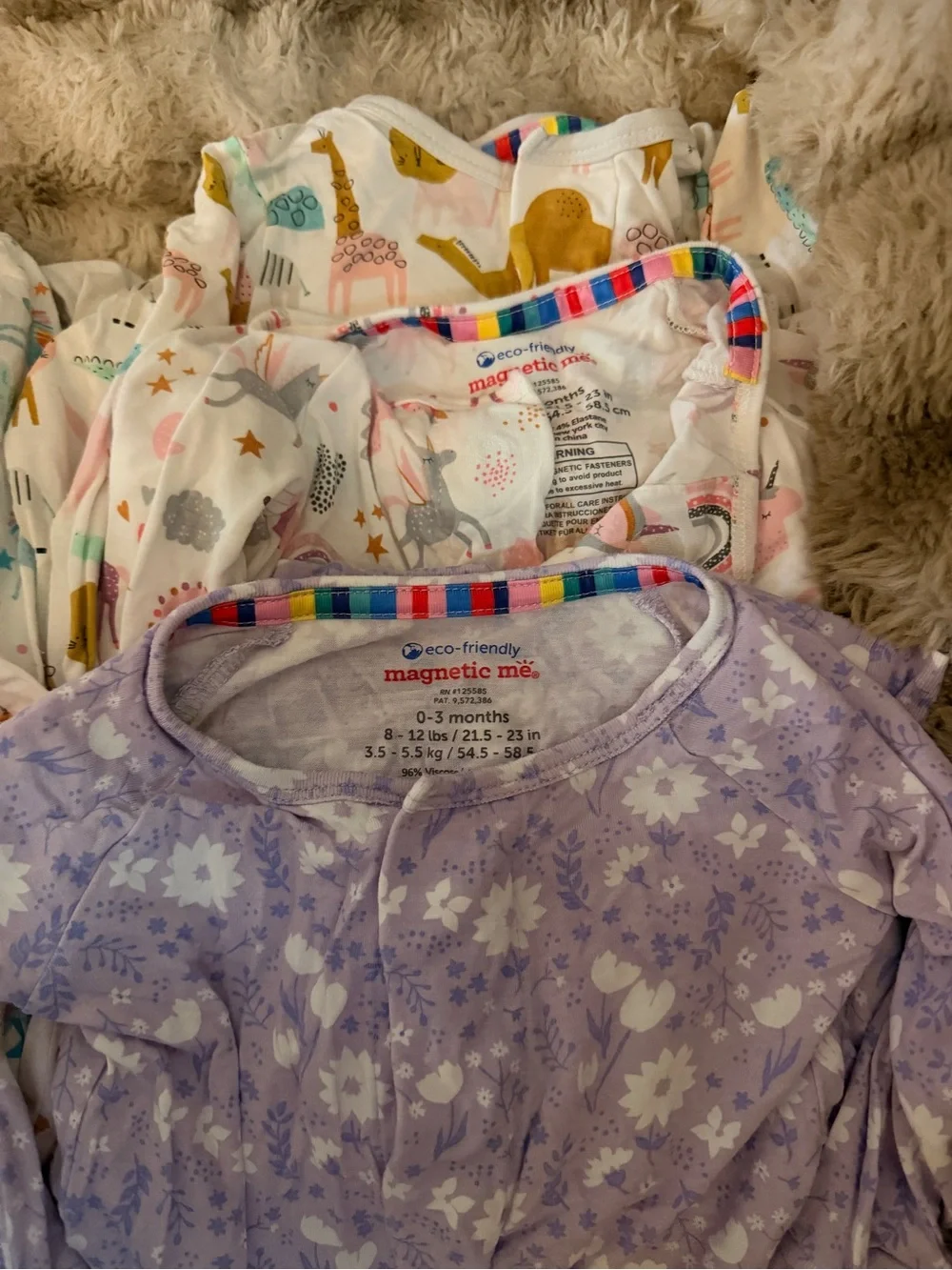 Magnetic Me Girls' Cotton Pajama Tops - Purple, Pink & White Unicorns